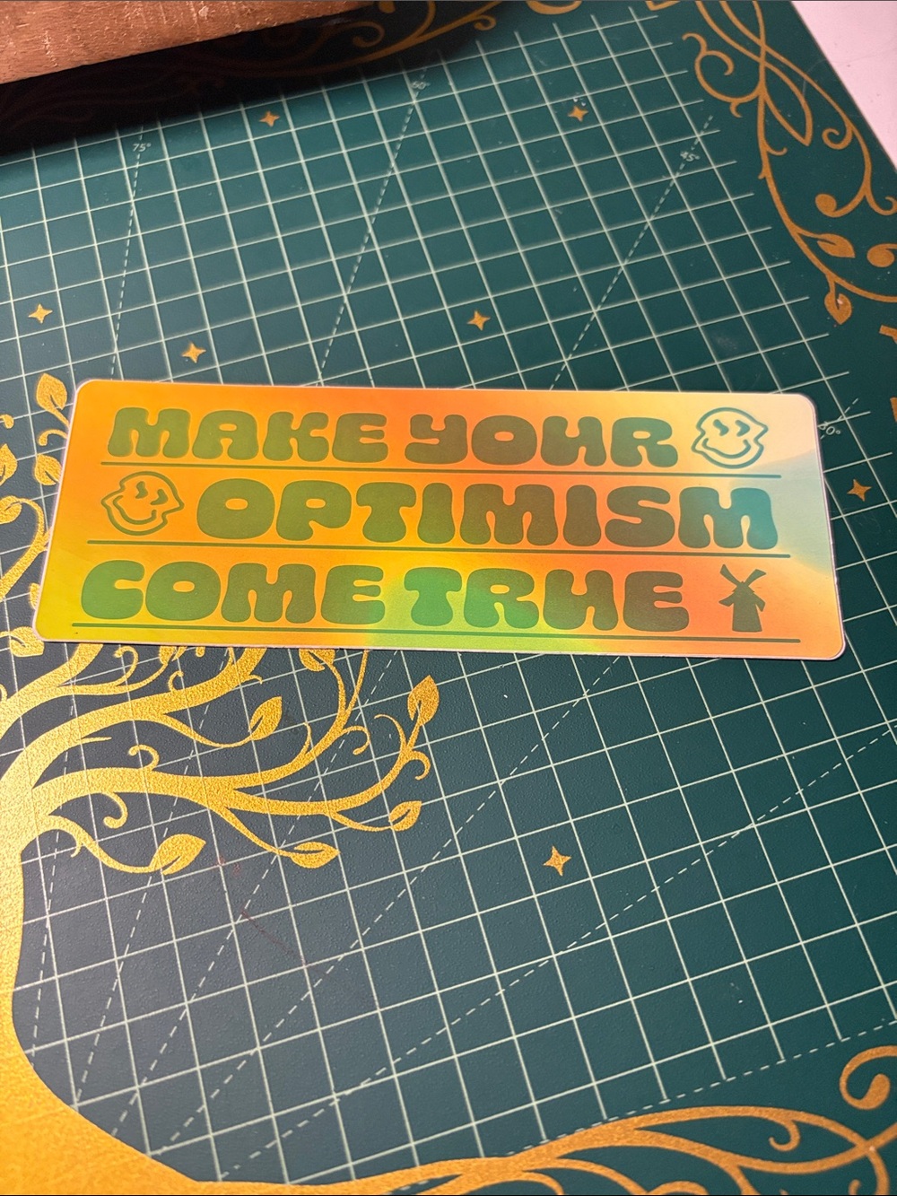 Dutch Bros Make Your Optimism Come True Vinyl Sticker - Gradient Orange & Green